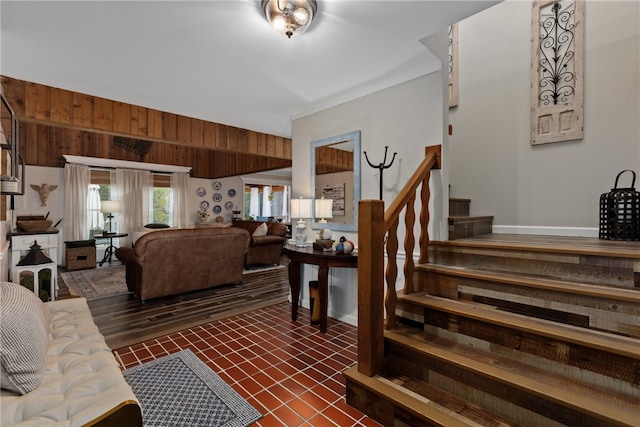 view of tiled living room