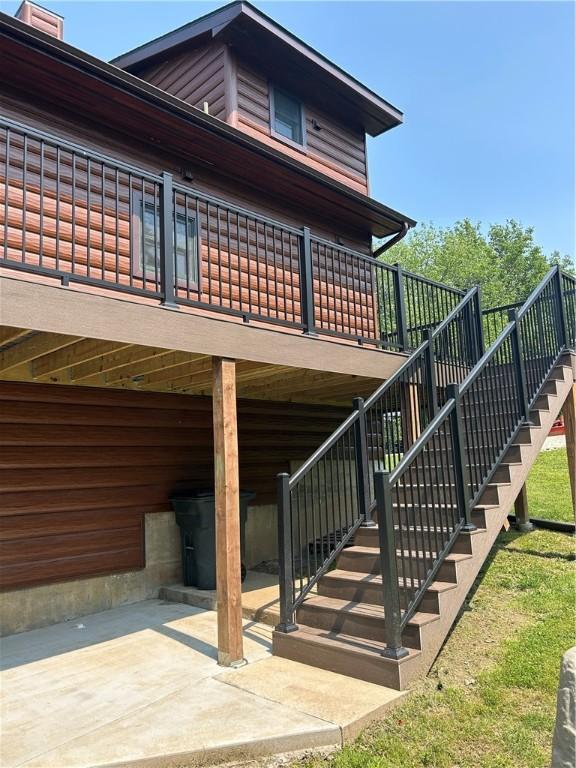10760 E 1600th St, Cambridge, IL 61238 - view of property exterior with stairs, a patio, and a deck