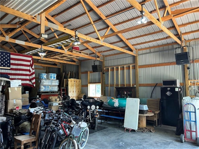 10760 E 1600th St, Cambridge, IL 61238 - garage featuring freestanding refrigerator and metal wall