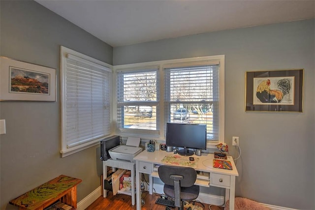 home office featuring hardwood / wood-style floors