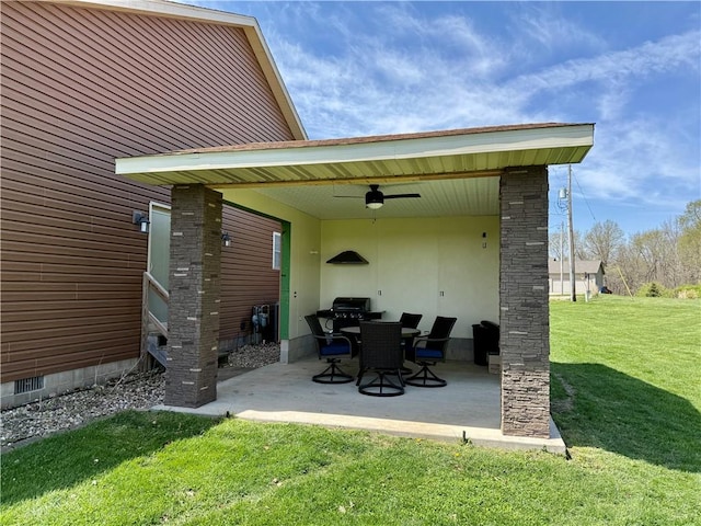 view of patio / terrace featuring a ceiling fan