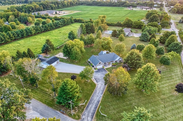 drone / aerial view with a rural view