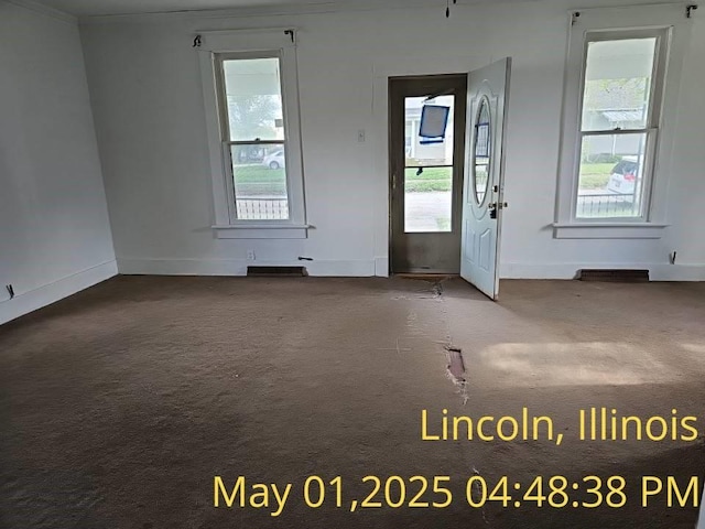 1102 3rd St, Lincoln, IL 62656 - foyer featuring carpet flooring and baseboards