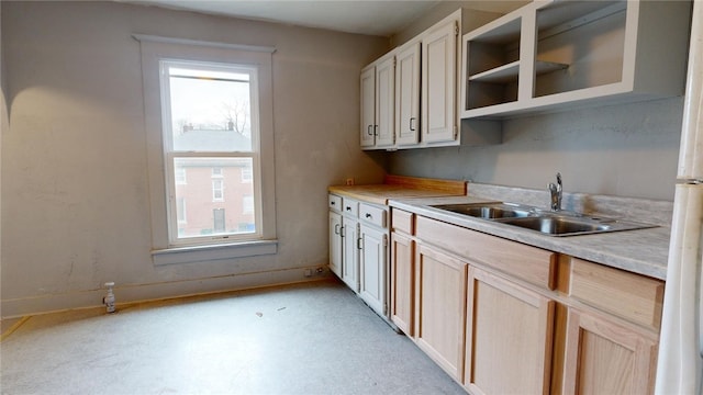 kitchen featuring sink, plenty of natural light, and light brown cabinets