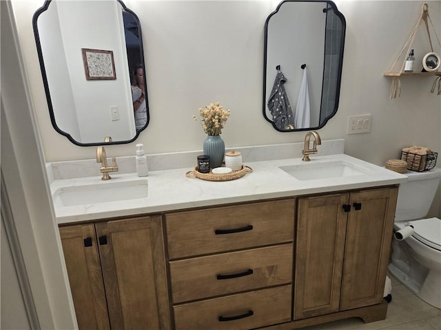 1008 Schroll Dr, Forsyth, IL 62535 - full bath featuring double vanity and tile patterned flooring