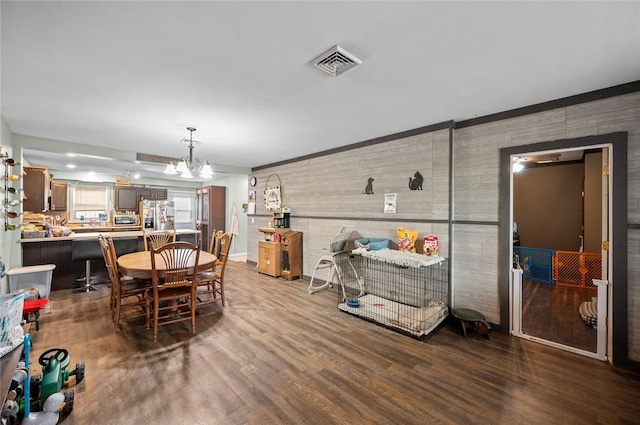 22417 N 1320th St, Marshall, IL 62441 - dining space with wood finished floors and a chandelier