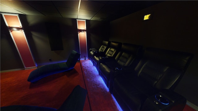 home theater room featuring a paneled ceiling