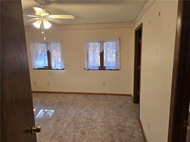 20746 E 400 N, Charleston, IL 61920 - unfurnished room with carpet, plenty of natural light, ceiling fan, a textured ceiling, and baseboards