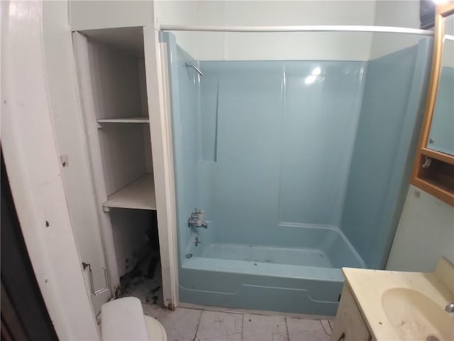 172 Broadway St, Shelbyville, IL 62565 - full bathroom with toilet, tub / shower combination, marble finish floor, and vanity