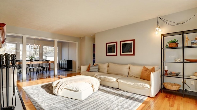 living room featuring light hardwood / wood-style flooring