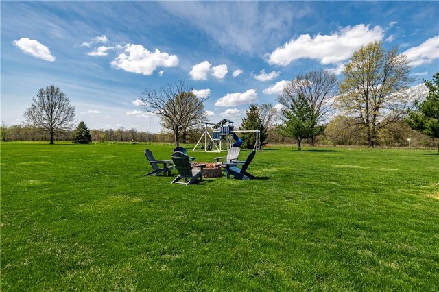 view of yard with a playground