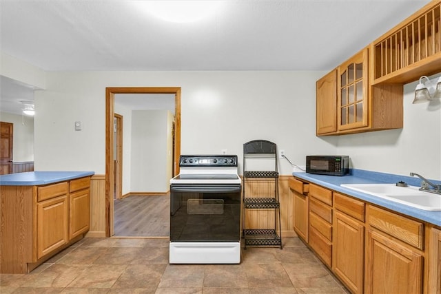 kitchen with sink and electric range