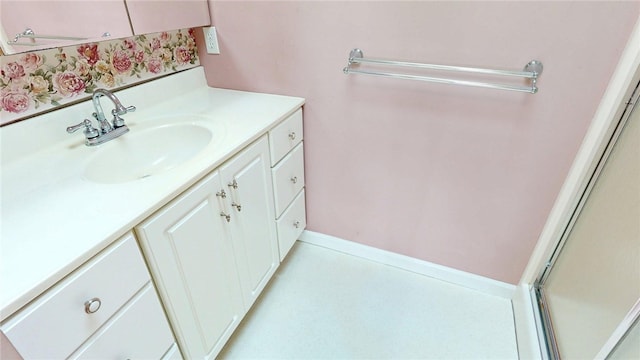 313 Shimp St, Cerro Gordo Township, IL 61855 - bathroom featuring vanity and an enclosed shower