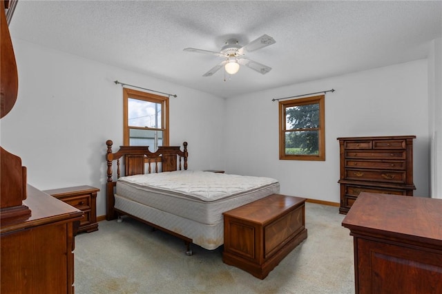 11444 N 800th St, Effingham, IL 62401 - bedroom with light colored carpet, a textured ceiling, and ceiling fan