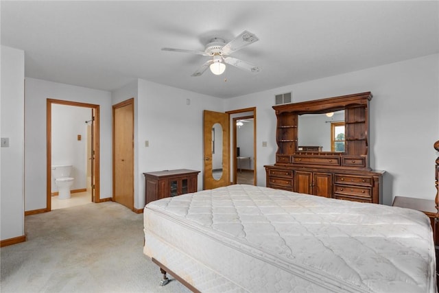 11444 N 800th St, Effingham, IL 62401 - bedroom with light carpet, ceiling fan, and ensuite bath