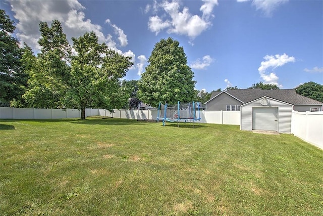 7950 Lehman Rd, Decatur, IL 62521 - fenced backyard with a trampoline and a shed