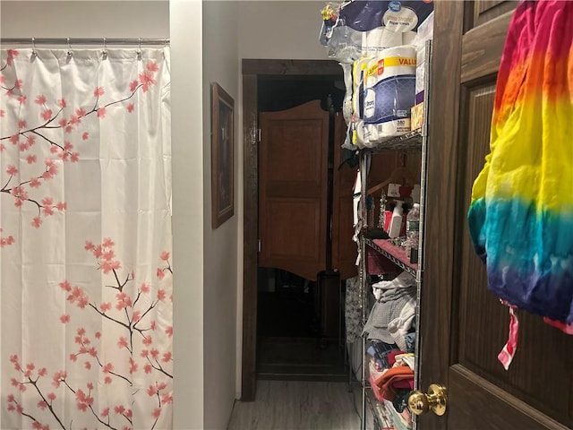 9275 N 890th St, Effingham, IL 62401 - full bathroom with wood finished floors and a shower with shower curtain
