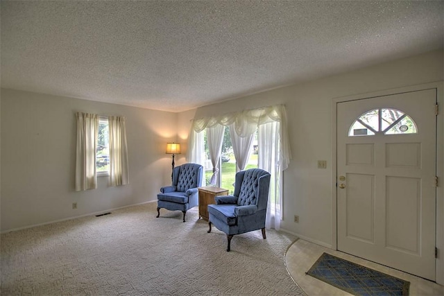 4324 Cleveland Ave, Decatur, IL 62521 - foyer featuring healthy amount of natural light, a textured ceiling, and light colored carpet