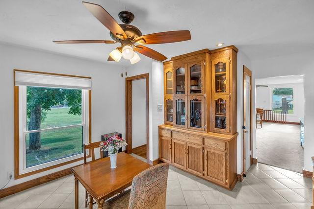 4170 N Taylor Ave, Decatur, IL 62526 - dining space with plenty of natural light, ceiling fan, light tile patterned flooring, and recessed lighting