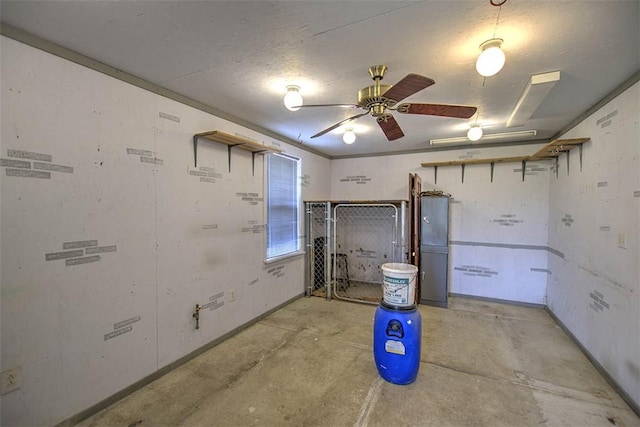 9010 School Rd, Argenta, IL 62501 - below grade area with ceiling fan