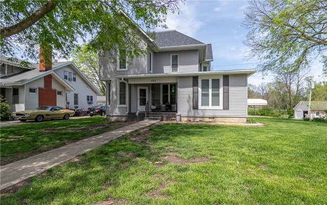 101 W N Water St, Bethany, IL 61914 - view of front of house with covered porch and a front yard
