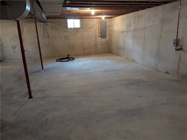 basement with electric panel