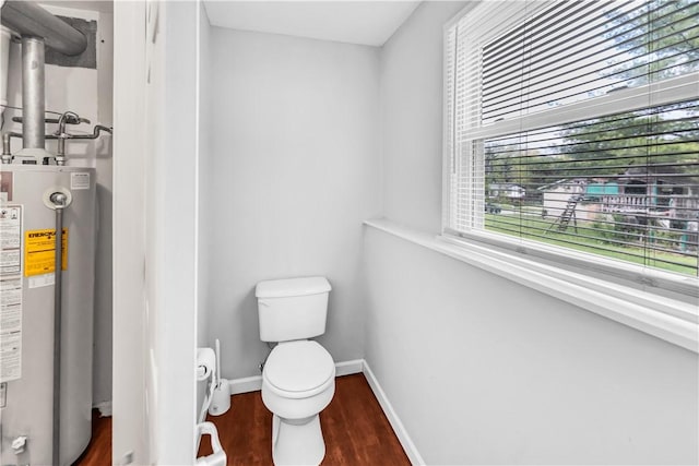 1450 W Westside Dr, Mt Zion, IL 62549 - bathroom with water heater, plenty of natural light, wood finished floors, and toilet