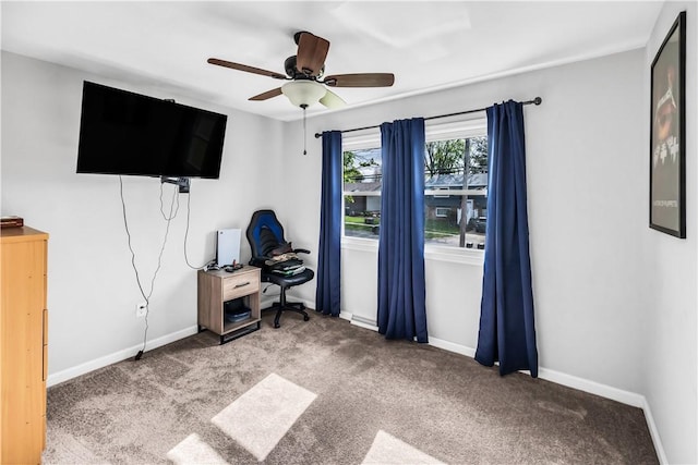 1450 W Westside Dr, Mt Zion, IL 62549 - bedroom featuring carpet, baseboards, and a ceiling fan