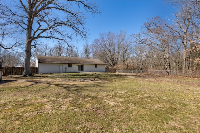 view of yard with a fenced backyard