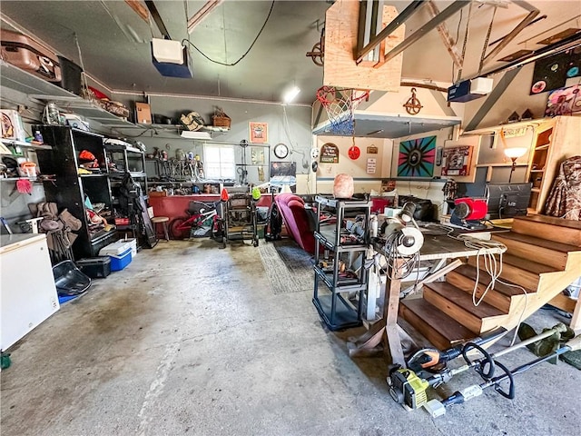 421 S 8th St, Marshall, IL 62441 - garage featuring a workshop area and a garage door opener