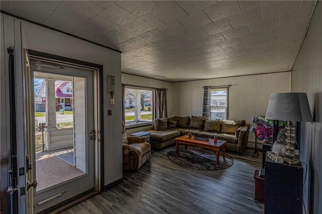 109 S Saint John St, Assumption, IL 62510 - living room with a wealth of natural light, a baseboard heating unit, and wood finished floors