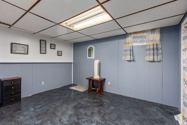 basement with a drop ceiling