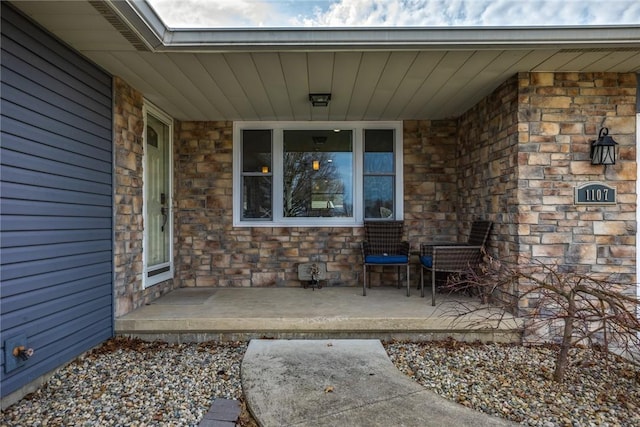 view of patio featuring a porch