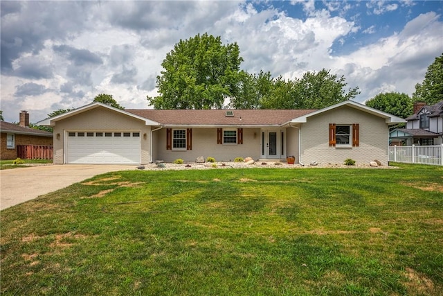 single story home with a garage and driveway