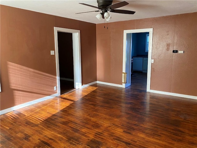 605 W Reynolds St, Newton, IL 62448 - spare room with hardwood / wood-style flooring, ceiling fan, and a textured wall
