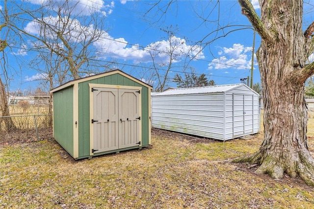 view of outbuilding featuring a yard