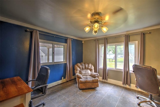236 N Dennis Ave, Decatur, IL 62522 - office with ornamental molding and a ceiling fan