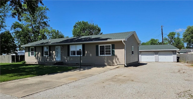 241 S Main St, Argenta, IL 62501 - view of front of property with a detached garage, crawl space, and roof with shingles