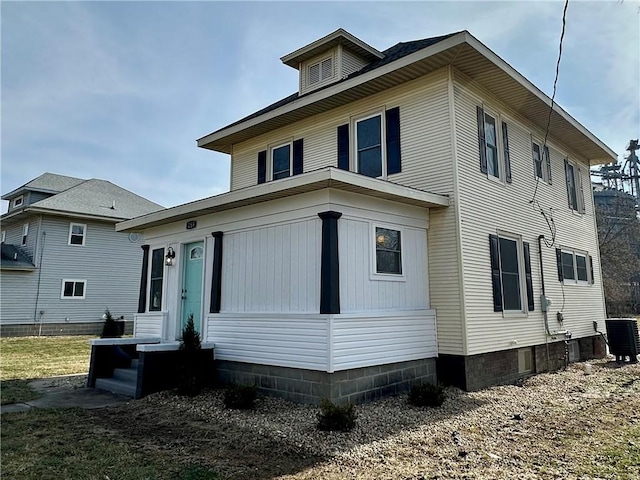 exterior space featuring central AC unit