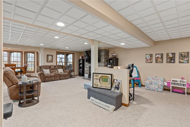 11154 E Ravenwood Ct, Effingham, IL 62401 - living room with carpet and recessed lighting