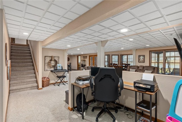 11154 E Ravenwood Ct, Effingham, IL 62401 - home office featuring recessed lighting and carpet floors
