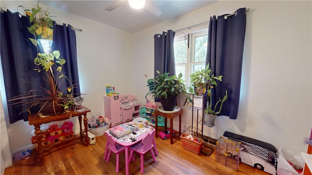 714 Parras St, Danville, IL 61832 - rec room featuring hardwood / wood-style floors and a ceiling fan