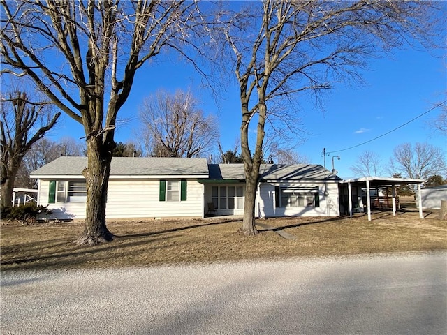 view of single story home