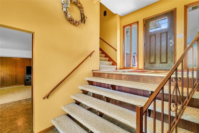 1283 N 1400 E Rd, Shelbyville, IL 62565 - stairs with wooden walls and baseboards