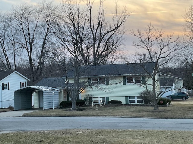 view of front facade featuring a detached carport