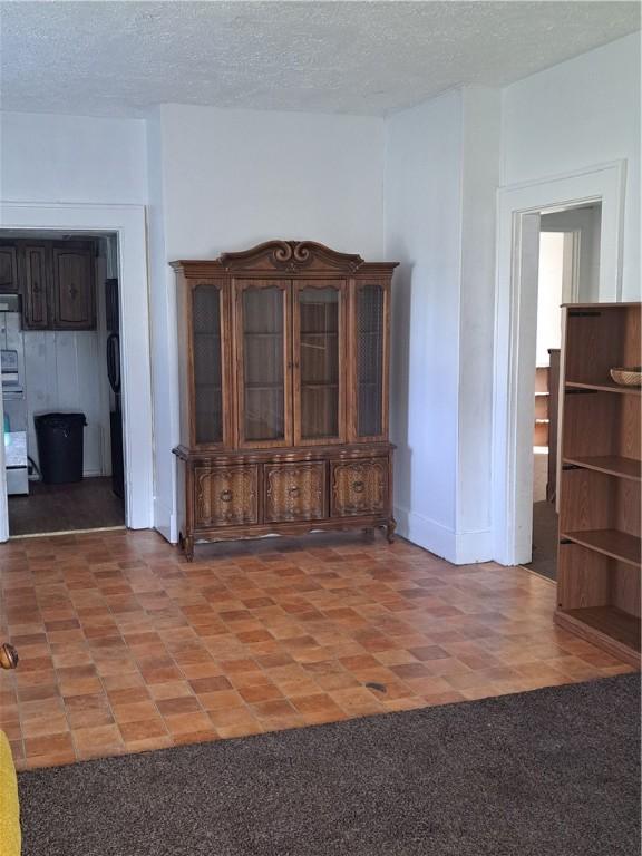508 S Webster St, Robinson, IL 62454 - unfurnished living room featuring a textured ceiling