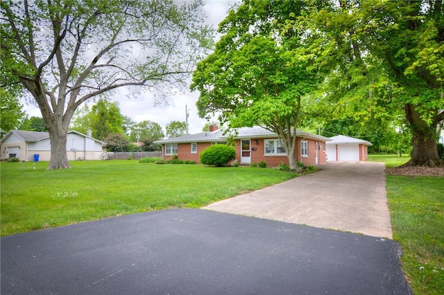16 Diane Rd, Decatur, IL 62526 - single story home featuring brick siding, a detached garage, and a chimney