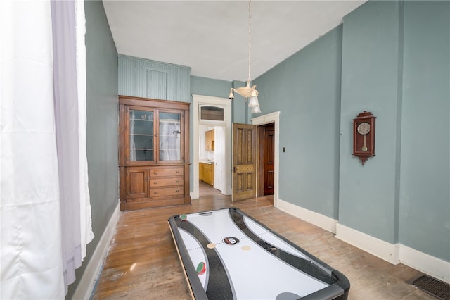 interior space with dark hardwood / wood-style flooring