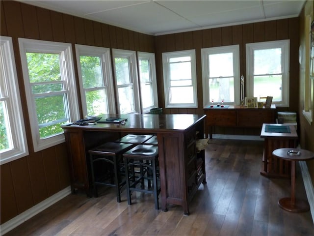 1402 Dean St, Danville, IL 61832 - sunroom / solarium with healthy amount of natural light, hardwood / wood-style floors, and wood walls
