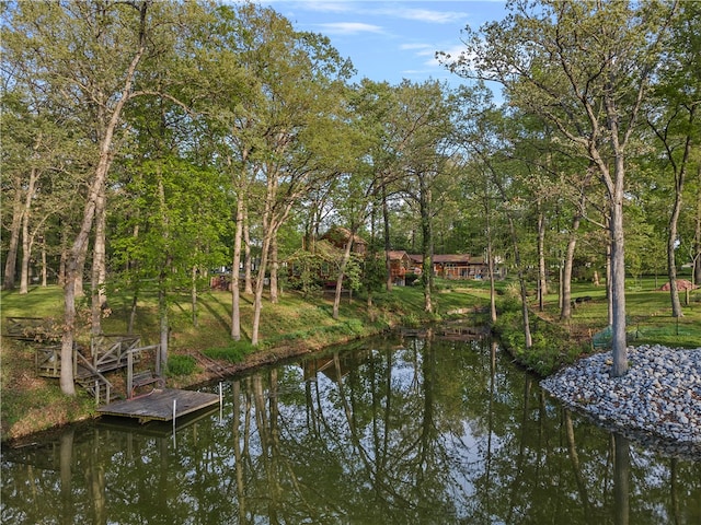 view of dock featuring a water view